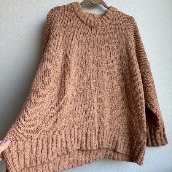 Aerie Big Sky Cozy Pink Tan Mauve Oversized Sweater Size Small cozy Relaxed - Picture 3 of 7